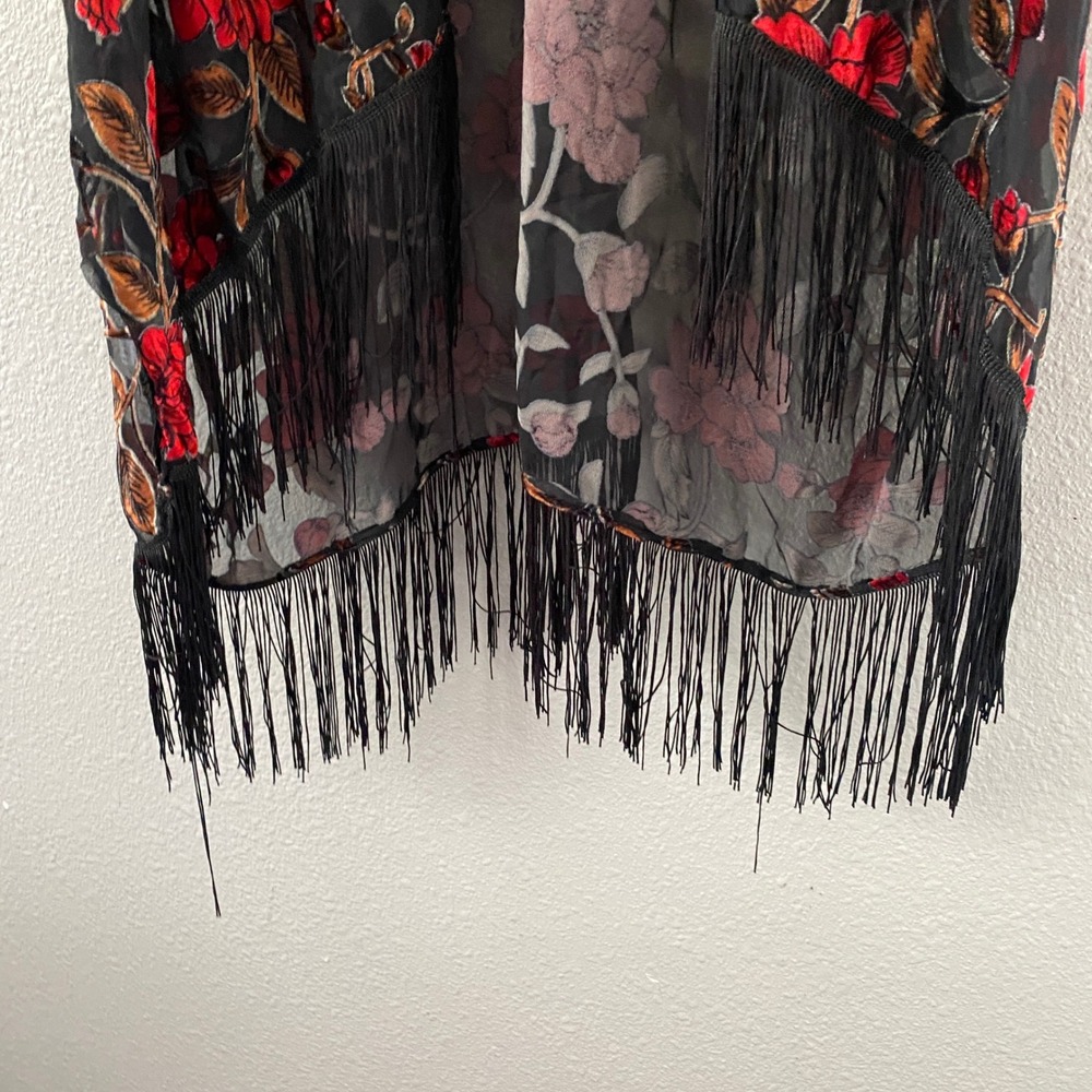 Velvet Burnout Kimono OS Whimsigoth Fringe Festival Stevie Nicks Witchy Gothic - Picture 6 of 8